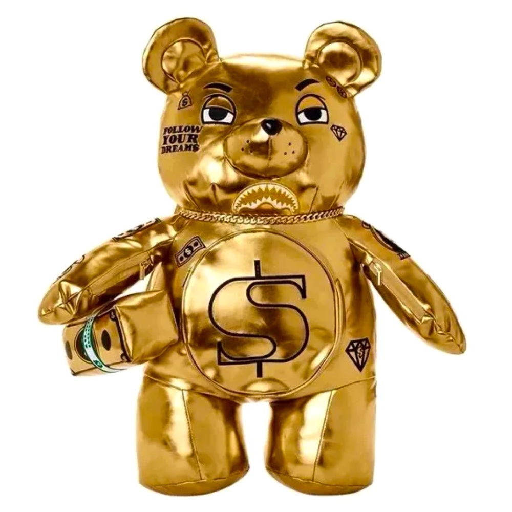 Sprayground Gold Rush Moneybear Teddybear Backpack NWT